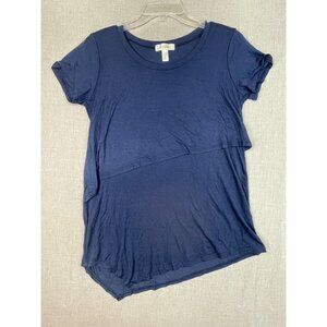 Dressbarn Women's Blue Short Sleeve Round Neck Casual Blouse Tops Small USED